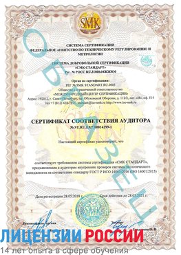 Образец сертификата соответствия аудитора №ST.RU.EXP.00014299-1 Суворов Сертификат ISO 14001